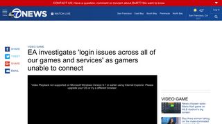 EA investigates 'login issues across all of our games ... - ABC7 News