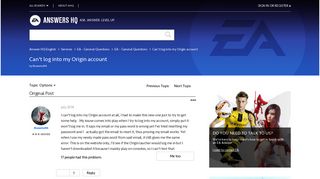 Solved: Can't log into my Origin account - Answer HQ - EA Answers HQ