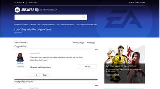 Solved: I can't log into the origin client - Answer HQ - Answers EA
