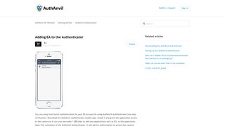 Adding EA to the Authenticator – AuthAnvil On-Demand