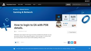 How to login to EA with PSN details. - PlayStation Forum