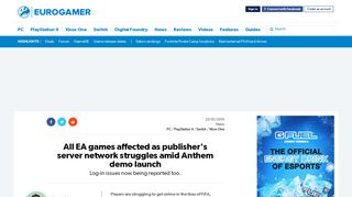 All EA games affected as publisher's server network struggles amid ...