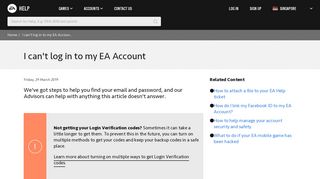 I can't log in to my EA Account - EA Help - Electronic Arts