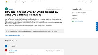 How can I find out what EA Origin account my Xbox Live Gamertag is ...