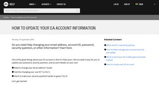 How to update your EA Account information - EA Help - Electronic Arts