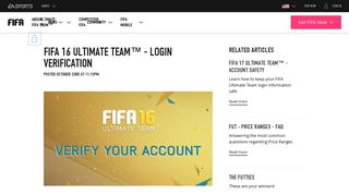 FIFA 16 Ultimate Team™ - Login Verification - EA Sports