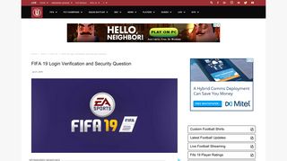 FIFA 19 Login Verification, Security Question and Banned Accounts