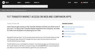 FUT Transfer Market access on Web and Companion Apps - EA Help