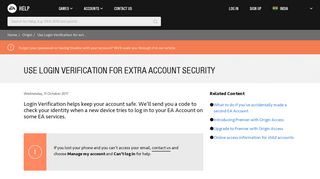 Origin - Use Login Verification for extra account security - EA Help