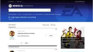 Solved: Re: origin login verification not working ... - EA Answers HQ
