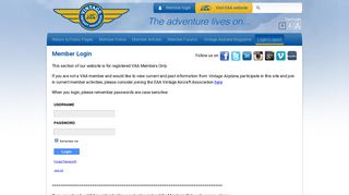 EAA Vintage Members Only — Member Login