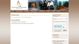 Account Blocked | EAAB - The Estate Agency Affairs Board