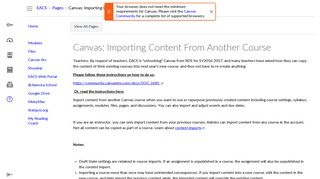 Canvas: Importing Content From Another Course: EACS Teacher ...
