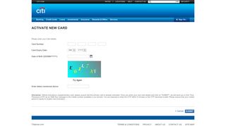 activate new card - Citibank Online