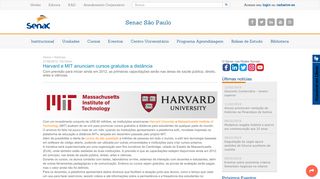 Harvard e MIT anunciam cursos gratuitos a distância - Notícias Senac ...