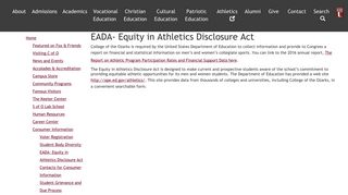 EADA- Equity in Athletics Disclosure Act - College of the Ozarks