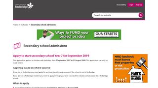 Redbridge - Secondary school admissions