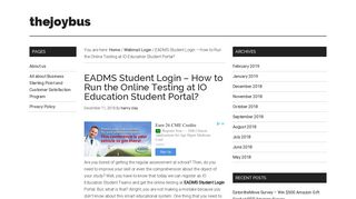 EADMS Student Login – How to Run the Online Testing at IO ...