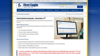 Online Banking Upgrade – First Eagle Federal Credit Union