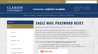 EagleMail-SelfService-PasswordReset - Clarion University