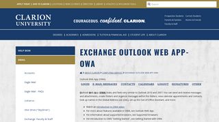Exchange Outlook Web App-OWA - Clarion University