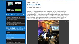 Eagle News s- Eagle Physicians Greensboro, North Carolina