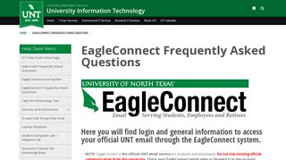 EagleConnect Frequently Asked Questions | University Information ...