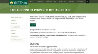 Eagle Connect Powered by Handshake: The College at Brockport