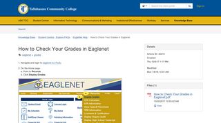 How to Check Your Grades in Eaglenet - TeamDynamix