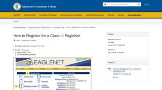 How to Register for a Class in EagleNet - TeamDynamix