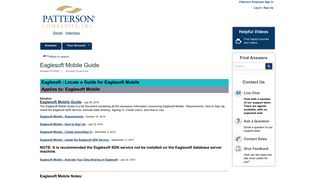 Eaglesoft Mobile Guide - pattersonsupport.custhelp.com. - Service