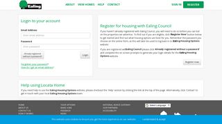 Ealing Housing Options - Login - locata.org.uk