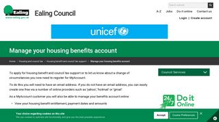Manage your housing benefits account - Ealing Council