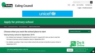 Apply for primary school | Ealing Council