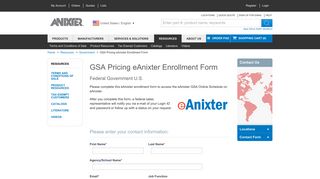 GSA Pricing eAnixter Enrollment Form | Anixter