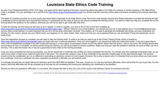 Louisiana State Ethics Code Training.