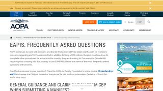 eAPIS: Frequently Asked Questions - AOPA