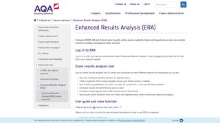 AQA | Contact us | Secure services | Enhanced Results Analysis (ERA)