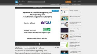 #FIRMday London 28/04/16 - eArcu 'Questions to consider in ...