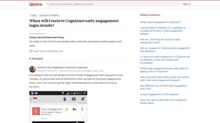 When will I recieve Cognizant early engagement login details? - Quora