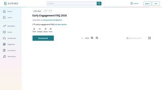Early Engagement FAQ 2016 | Faq | Web Browser - Scribd