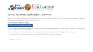 School Readiness Application / Renewal