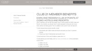 Club 21 Member Benefits | COMO Hotels and Resorts