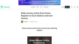 Make money online from home. Register on Earn Station and earn ...