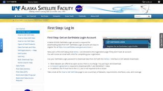 Get Data / Get Started / First Step: Log In | Alaska Satellite Facility