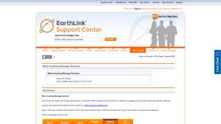 Web Hosting Manage Domain - EarthLink Support