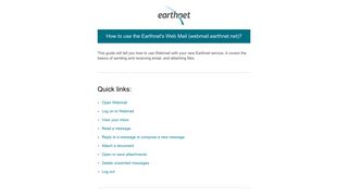 Earthnet Support Center - E-mail - How to use Webmail