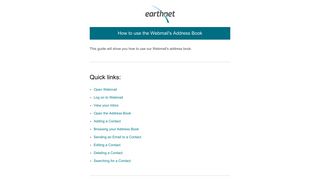 Earthnet Support Center - E-mail - How to use your Address Book