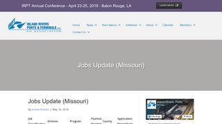 Jobs Update (Missouri) – Inland Rivers, Ports & Terminals, INC.