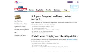 Update your Easiplay membership details - Tatts.com